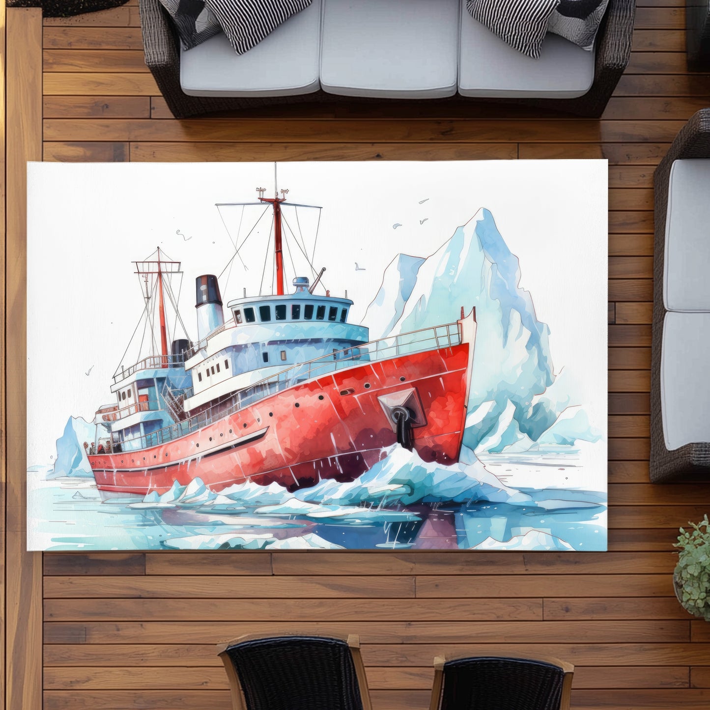 Breaking the Ice - White Outdoor Area Rug for Home Decor