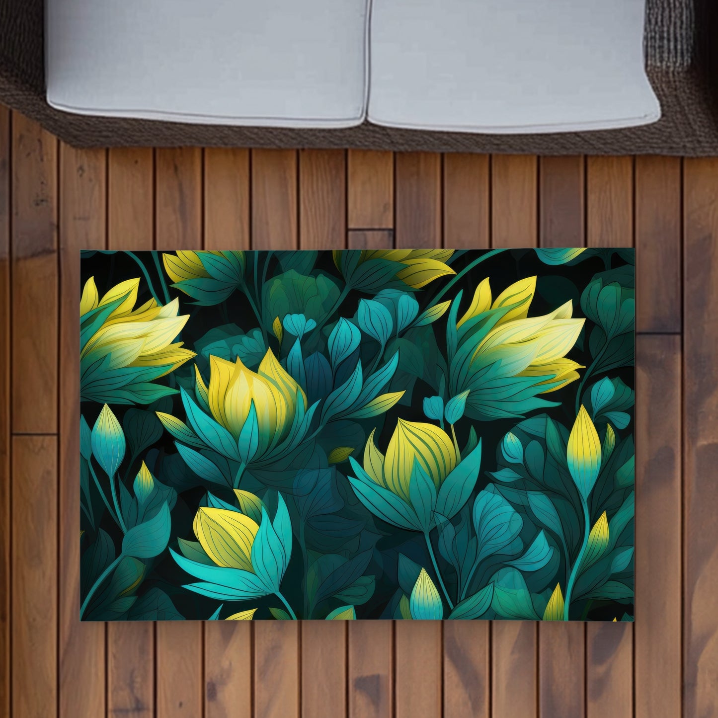 Intense Bloom Green Outdoor Area Rug for Home Decor | Stylish
