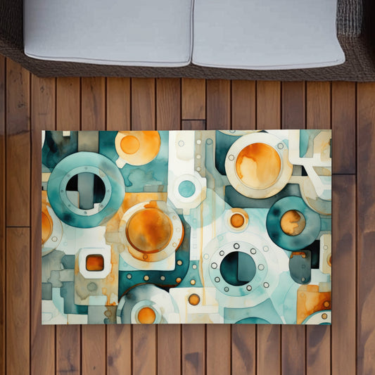 Decomposed Porthole - Orange Outdoor Area Rug for Home Decor