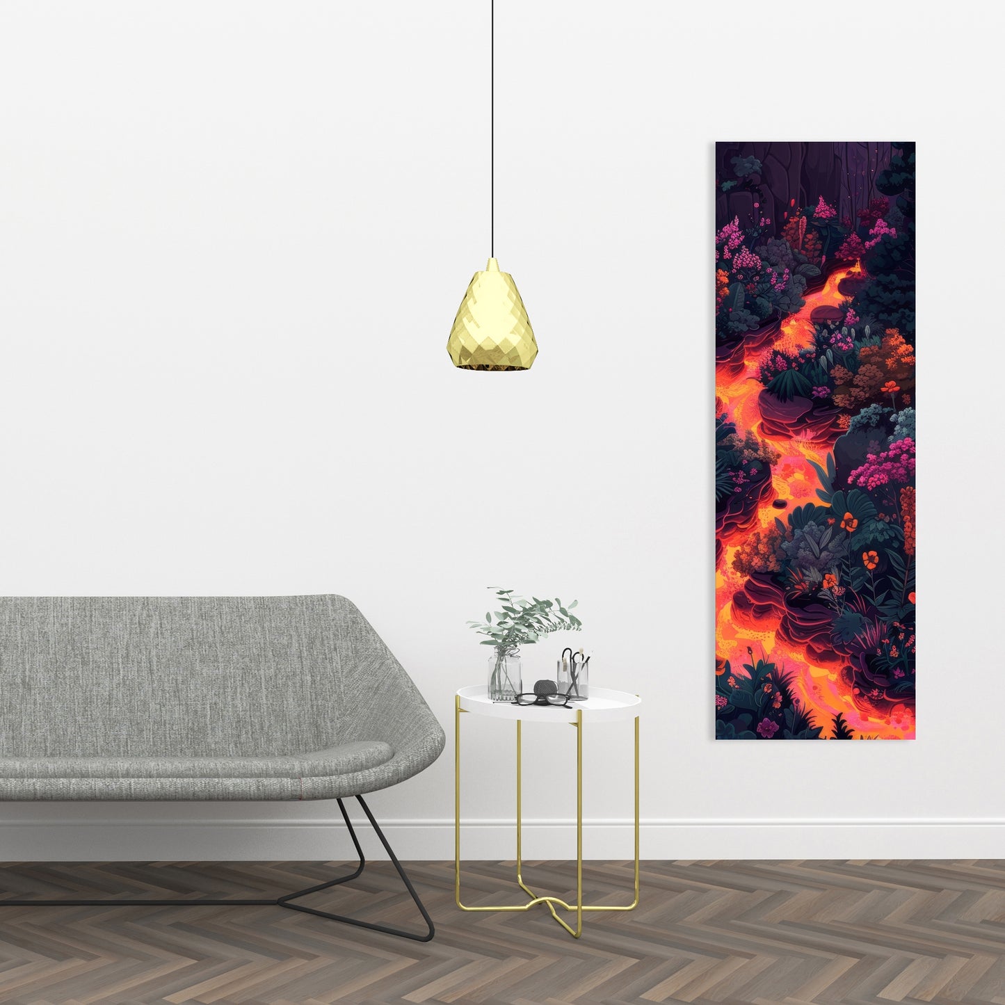 Flowing magma - Black canvas home decor art piece
