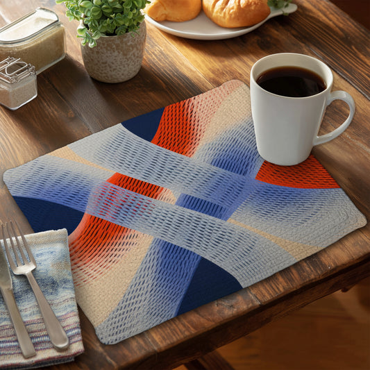 Abstract Threading Red Braided Polyester Placemat | Home Decor