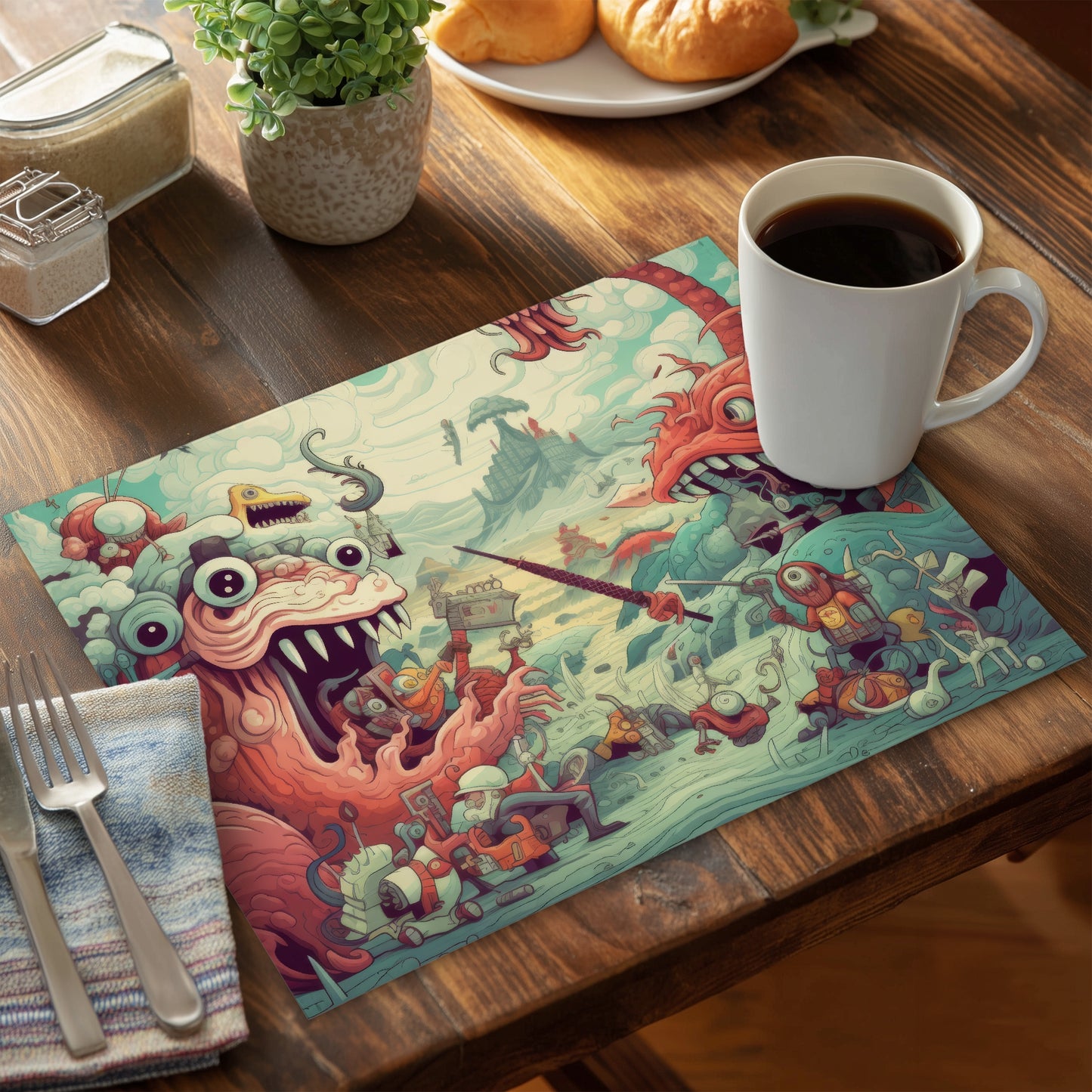 Day of Reckoning - White Polyester Placemat for Home Decor