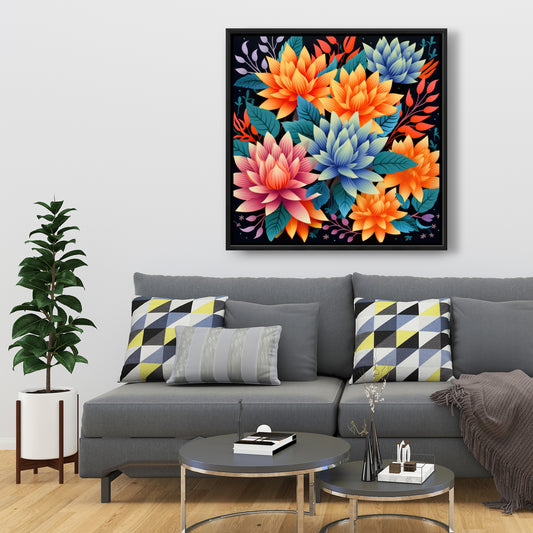Color Bouquet - Pink Framed Canvas for Home Decor