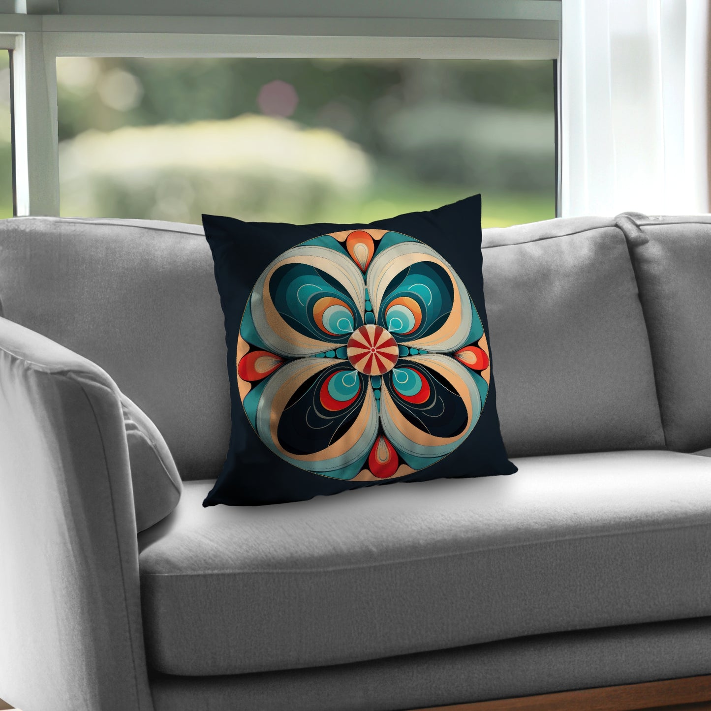 Concentric Turquoise Poly Twill Throw Pillow - Home Decor Insert