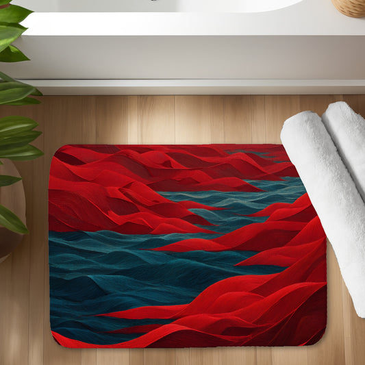 Red Sea Bath Mat - Stylish Red Home Decor for Comfort