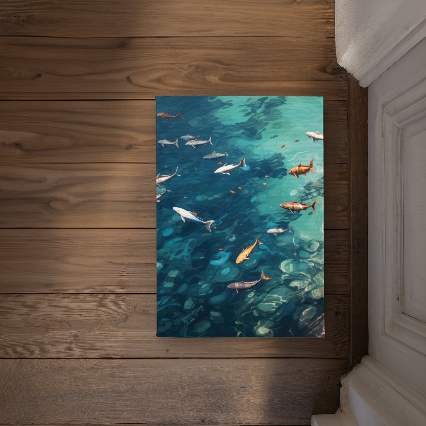 Swim Ahead Blue Indoor Outdoor Door Mat | Home Decor Accessory