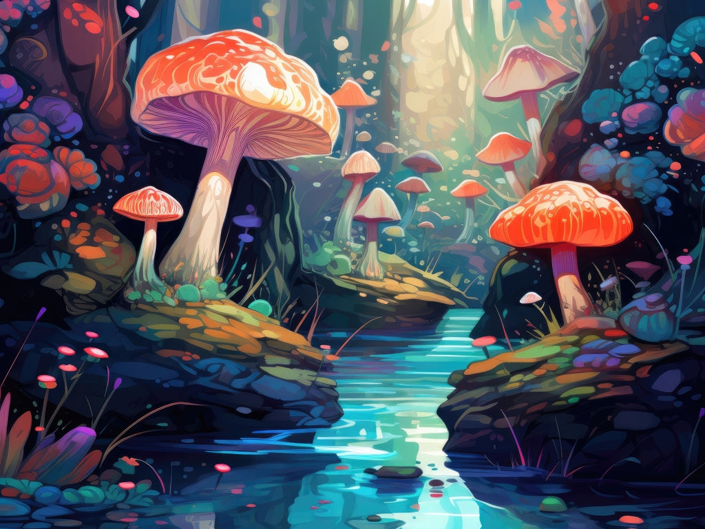 Whimsical forest - Framed Canvas - Print on demand