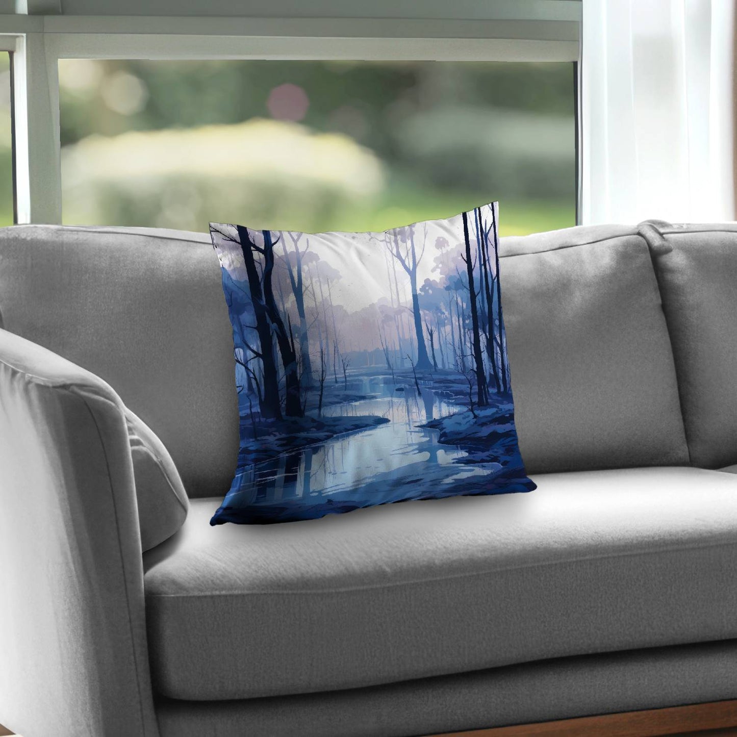 Cold and Muddy Blue Poly Twill Throw Pillow Insert | Home Decor