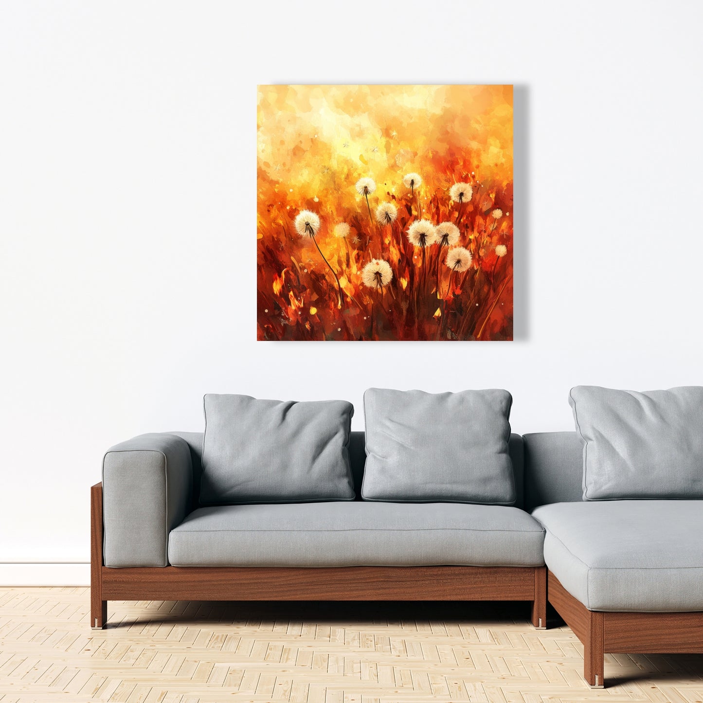 Dandelion Fire - Yellow Canvas Art for Home Decor