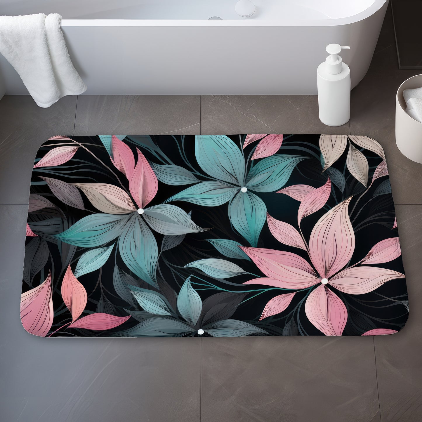 Desaturated flowers - 17"x24" Bath mat