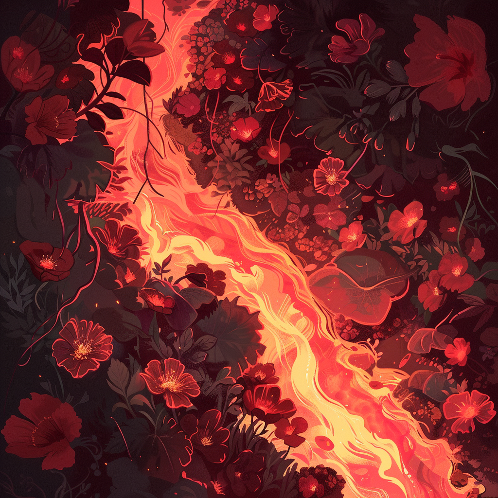 Seering Flowerbed - Red Framed Canvas Home Decor Art