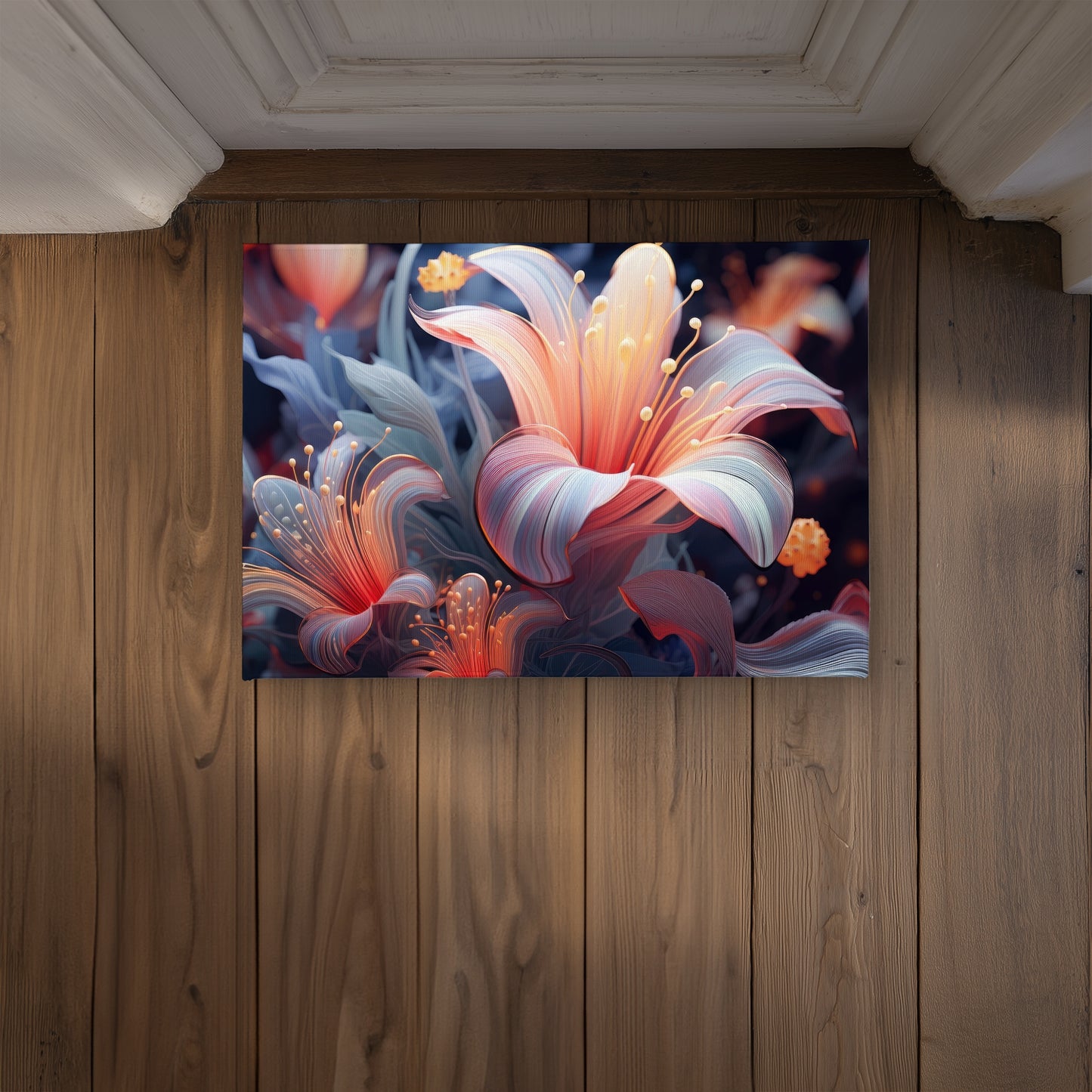 Astral Bloom Red Indoor Outdoor Door Mat - Home Decor Essentials