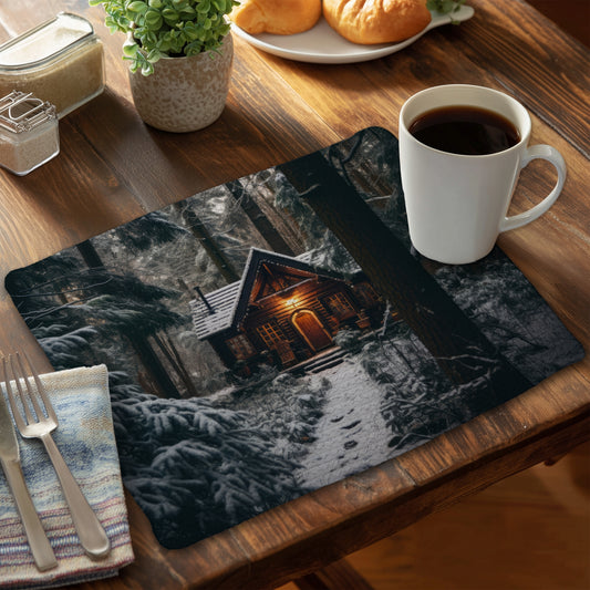 The lone cabin - Orange Braided Polyester Placemat for Decor
