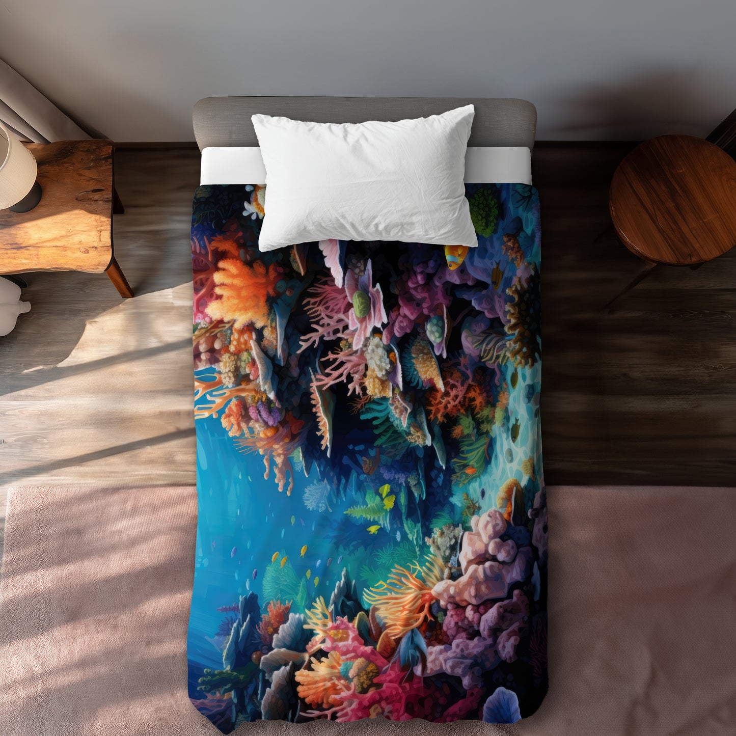 Coral Red Duvet Cover - Stylish Home Decor for Your Bedroom