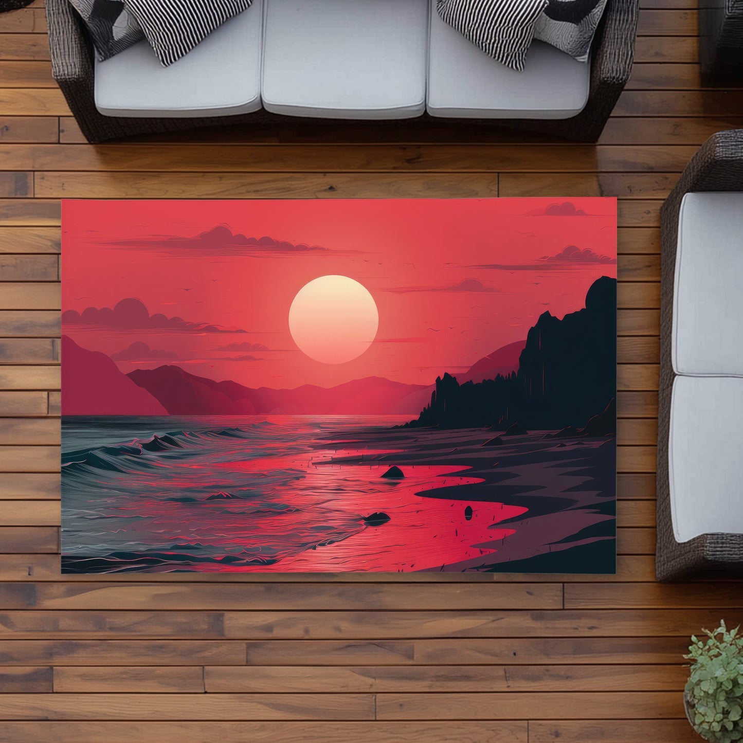 Red sky Outdoor Area Rug - Stylish Red Home Decor Accent