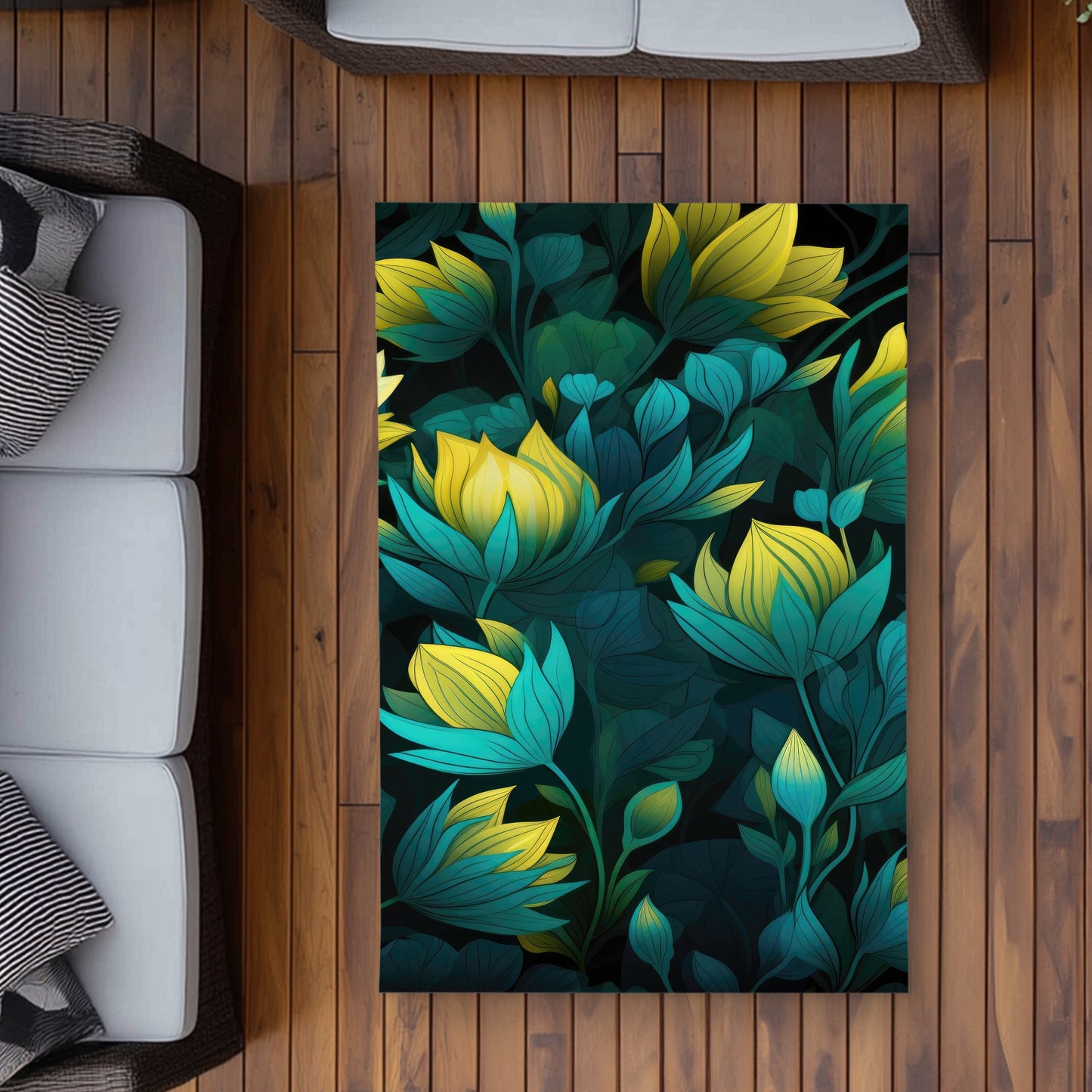 Intense Bloom Green Outdoor Area Rug for Home Decor | Stylish