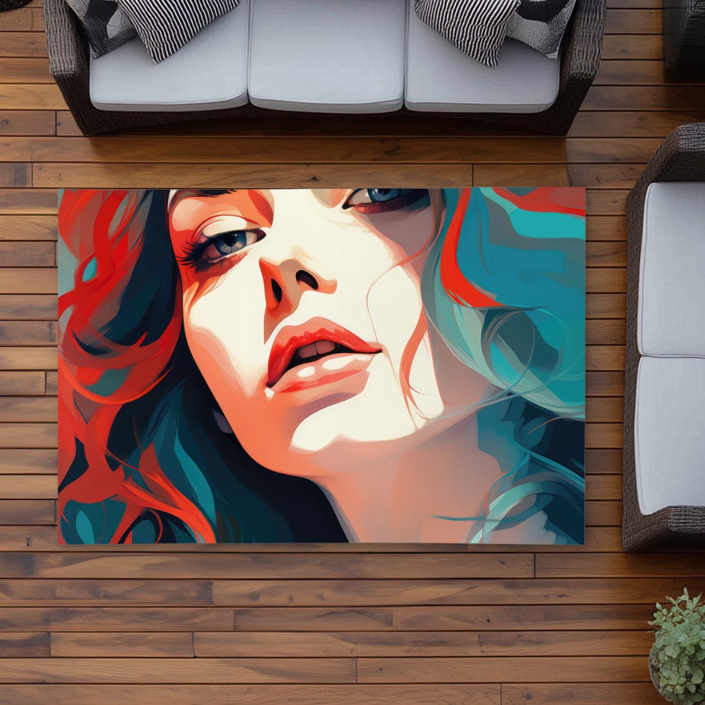 Dangerous Lips - Blue Outdoor Area Rug for Home Decor