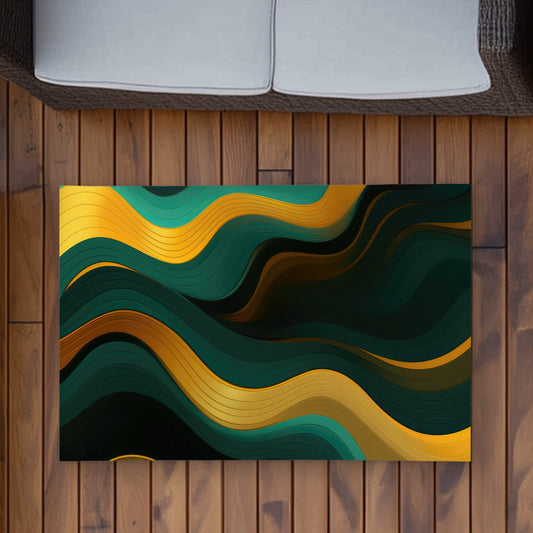 Golden Harmony Turquoise Outdoor Area Rug for Home Decor