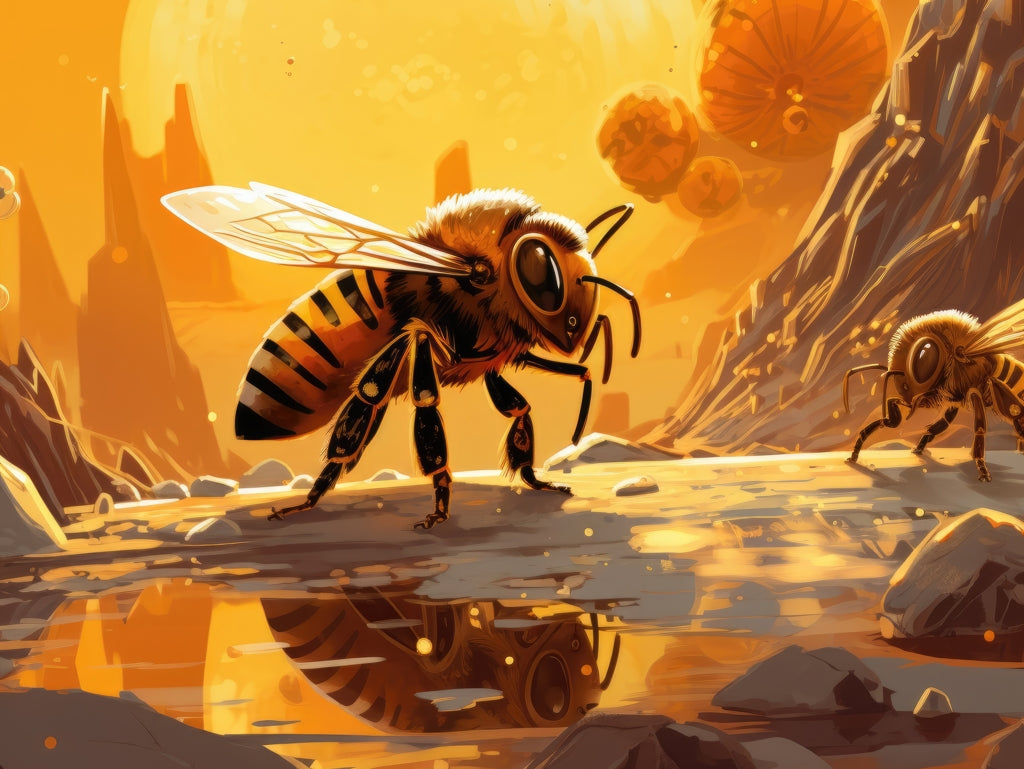 Bee world - Framed Canvas - Print on demand