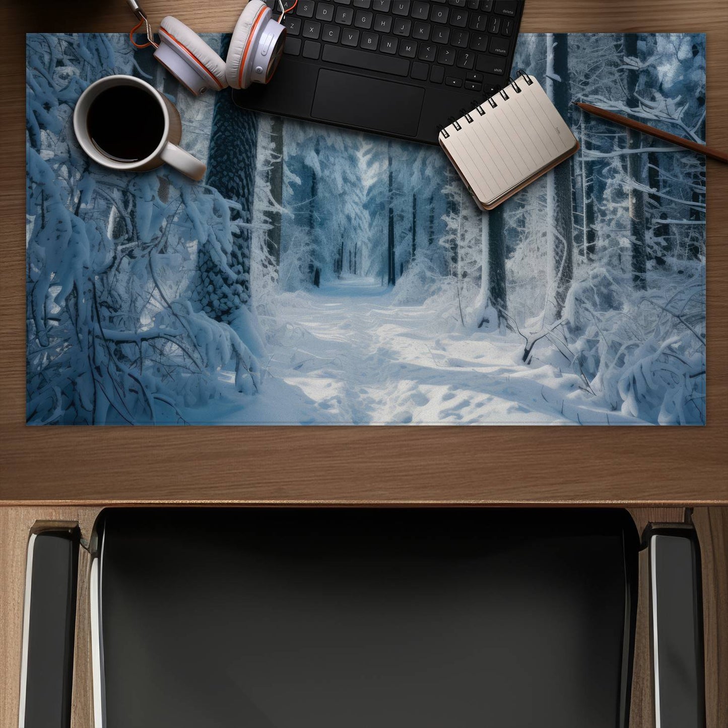 Cold Forest Blue Desk Mat for Home Decor | Stylish & Durable