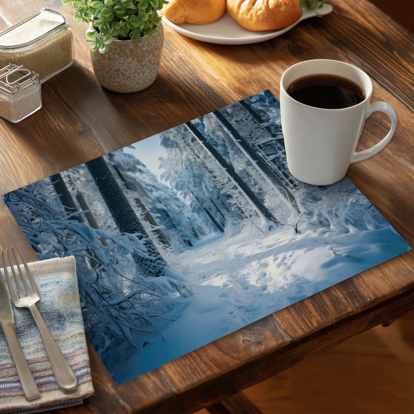 Set de table en polyester Cold Forest | Accent élégant pour la décoration intérieure