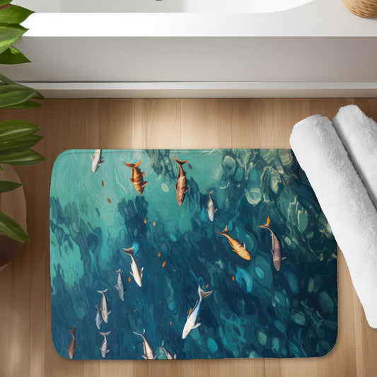 Swim Ahead Bath Mat - Stylish Home Decor, Non-Slip Comfort