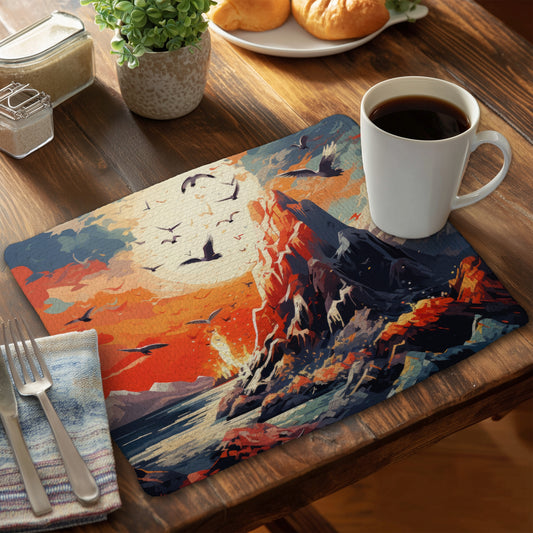 Towards Danger - Red Braided Polyester Placemat for Home Decor