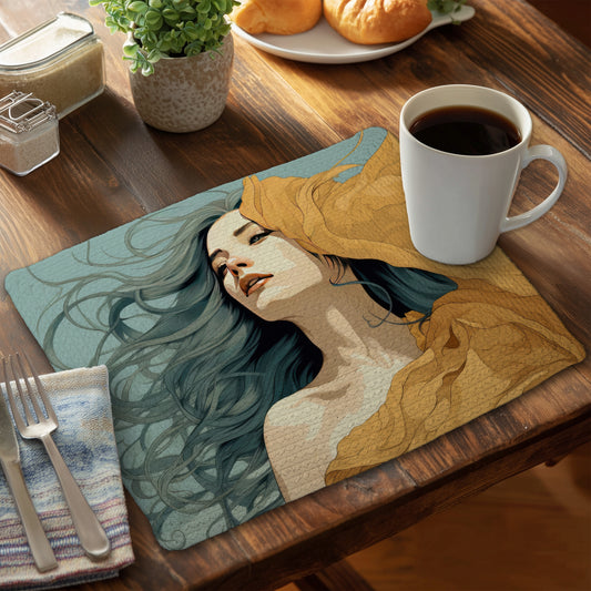 Sensual Flow - Beige Braided Polyester Placemat for Home Decor