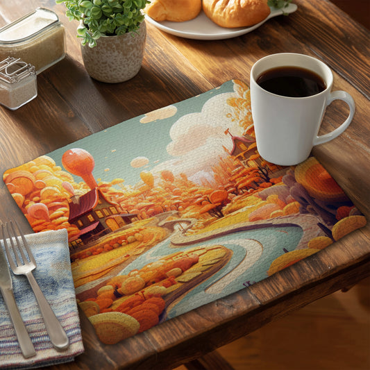 Honey Land Orange Braided Polyester Placemat for Home Decor