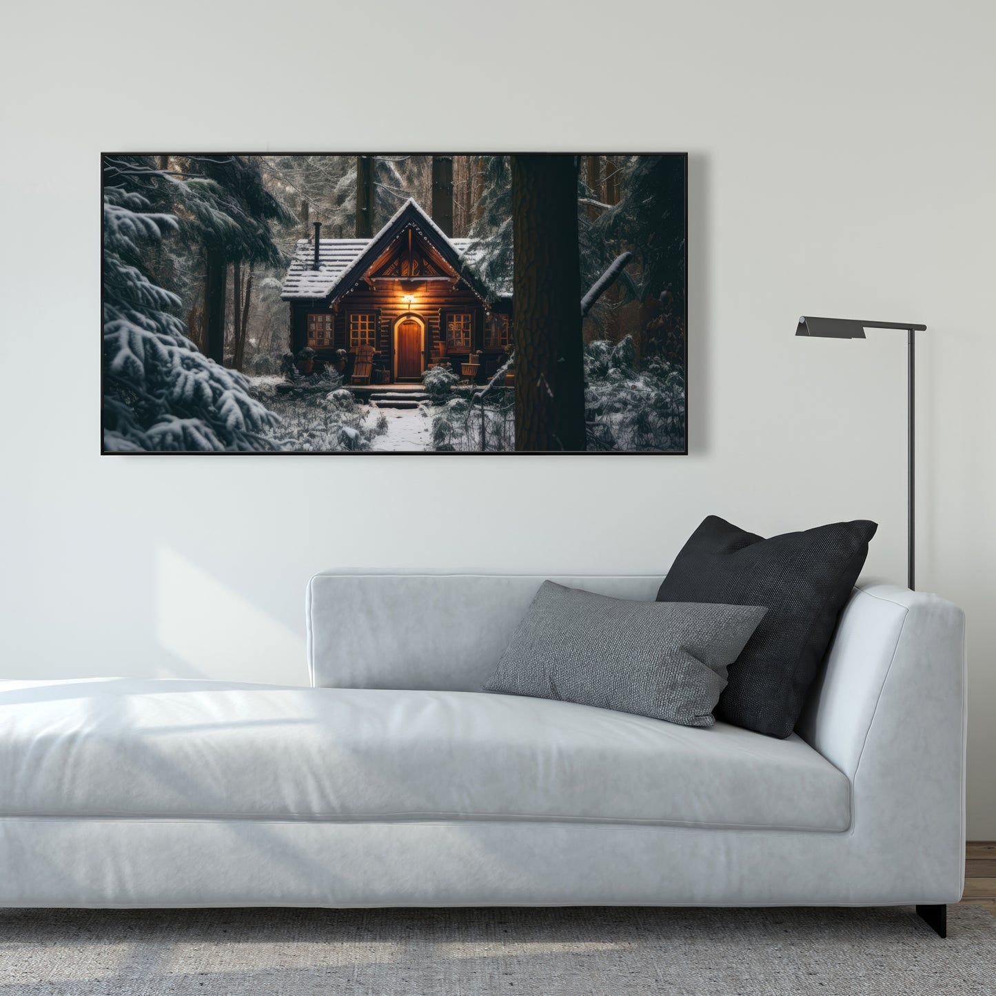 The lone cabin - 36"x36" Framed canvas