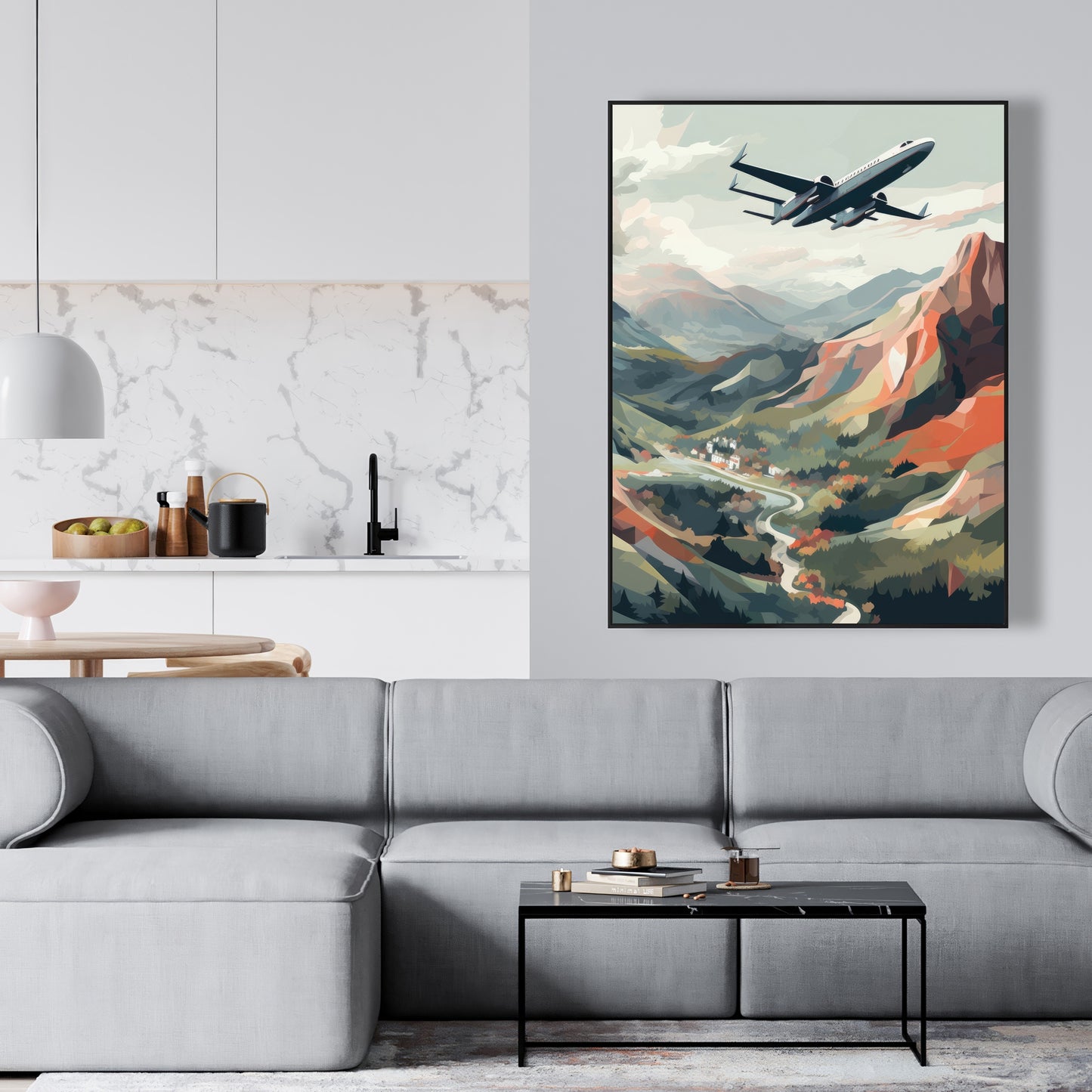 Shallow Flight - Green Framed Canvas Home Decor Art