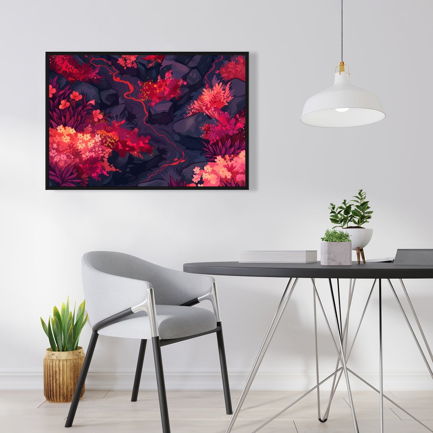 Burning plants - 36"x36" Framed canvas