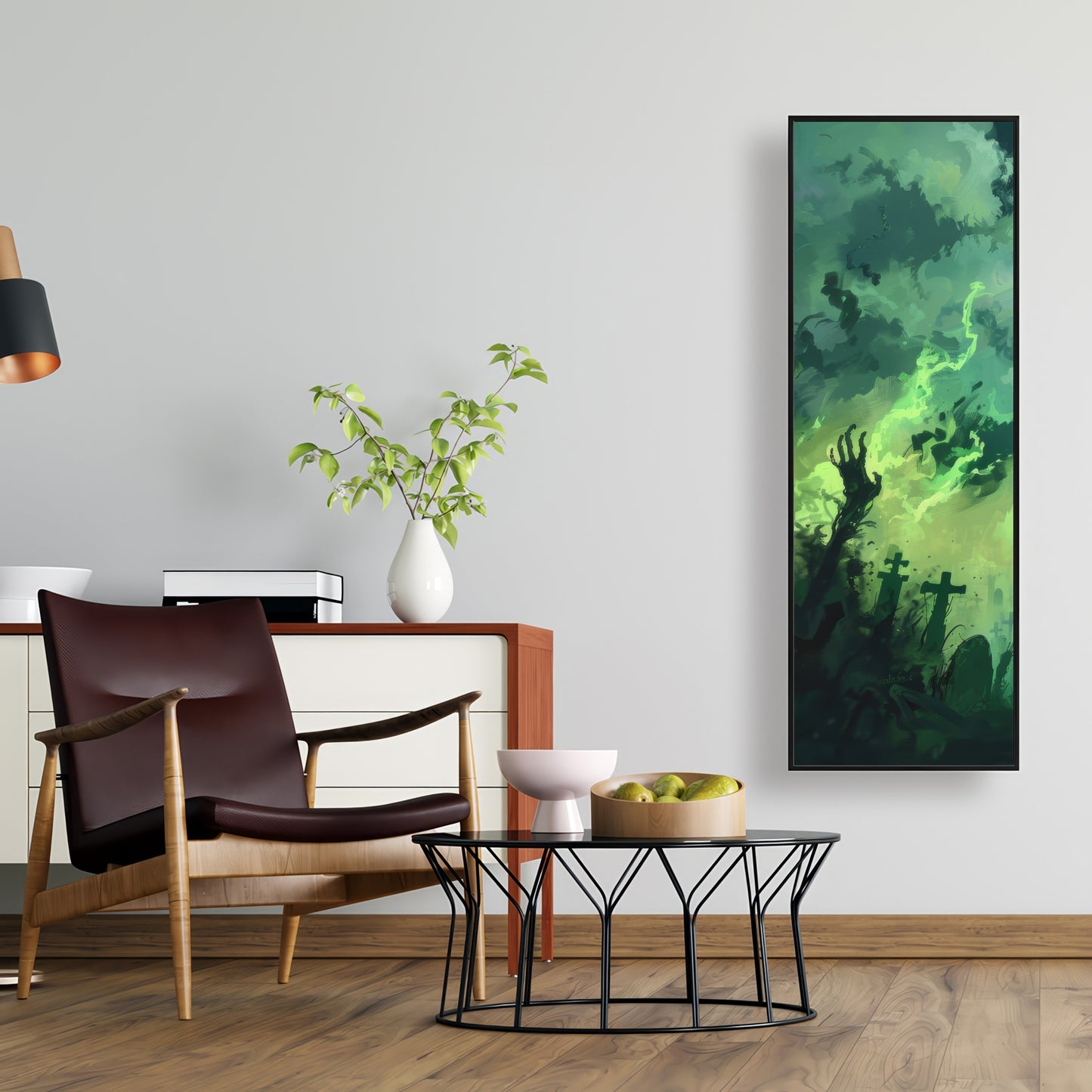 Reaching Hell - Turquoise Framed Canvas | Home Decor Art