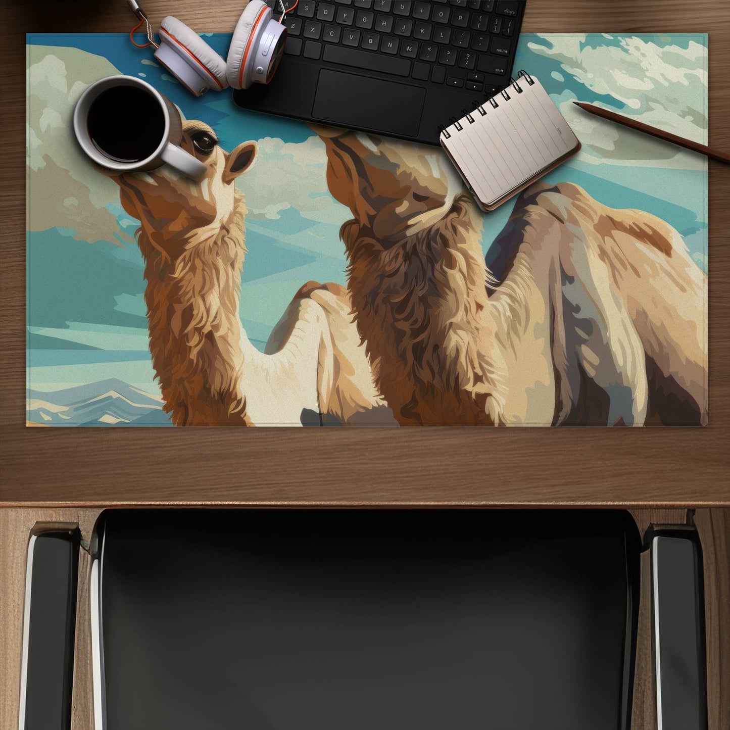 Camels looking up - Desk Mat
