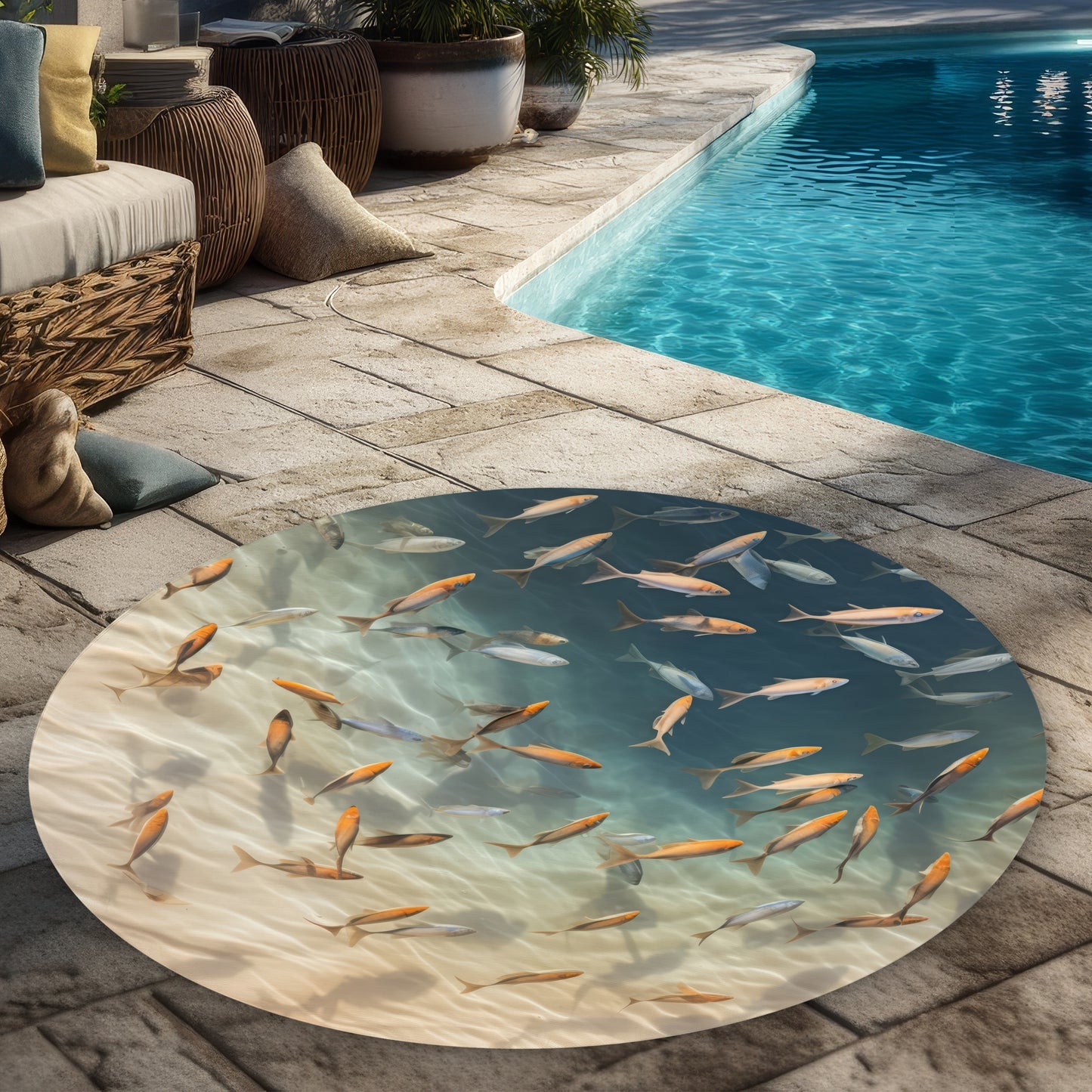 Away from the sand - Beige round outdoor area rug | Home decor