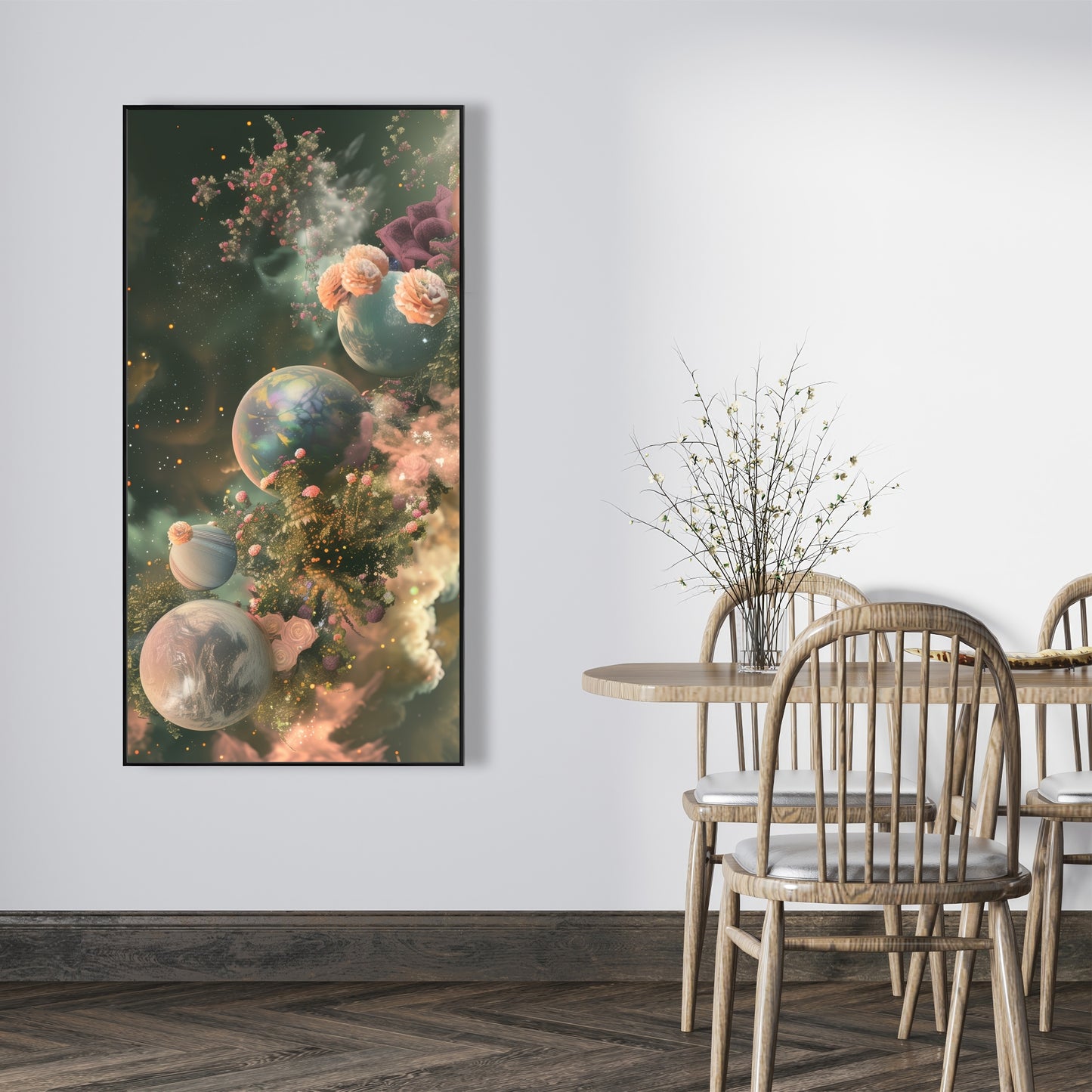 Bloom space - Framed Canvas - Print on demand