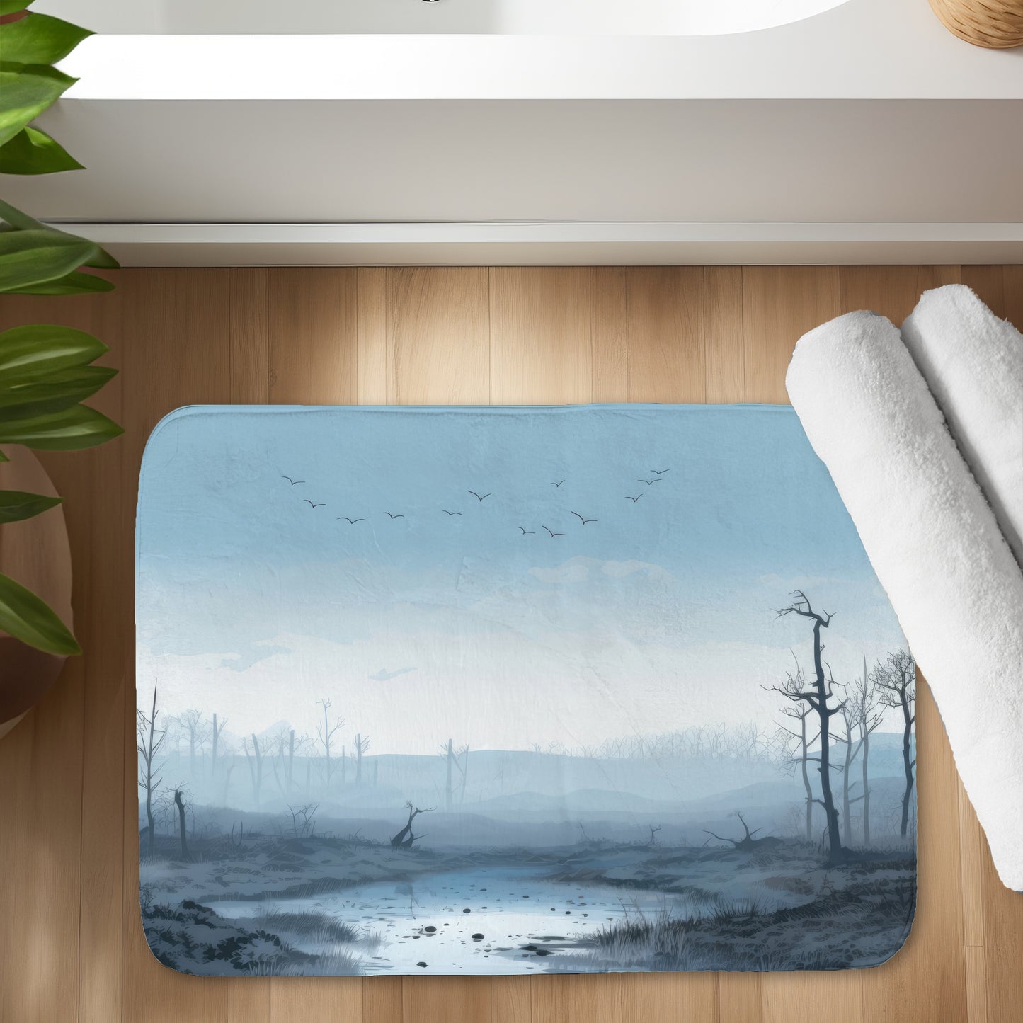 Swampy Lands Blue Bath Mat | Stylish Home Decor Accessory