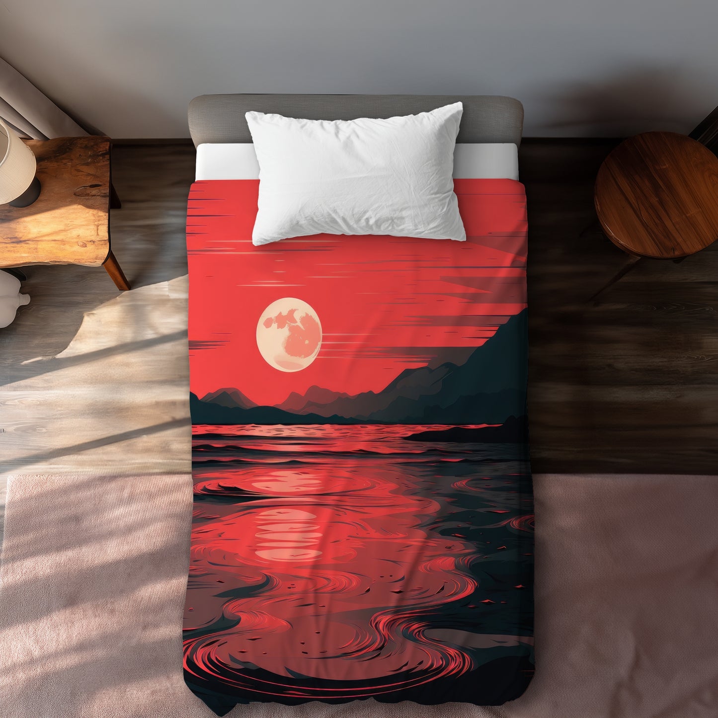 Bloody Tides Gray Duvet Cover | Stylish Home Decor Accent