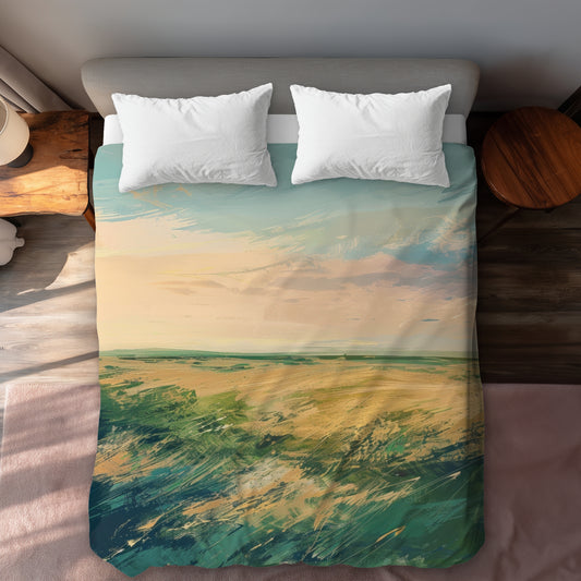 Evening in the field - 88"x88" Duvet Cover