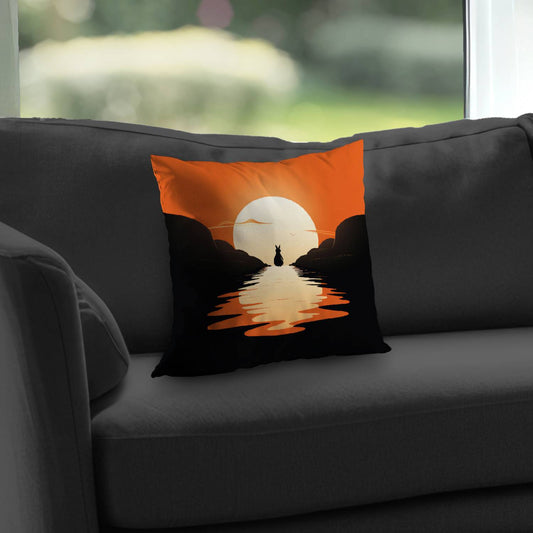 Running Away Black Poly Twill Throw Pillow - Home Decor Insert