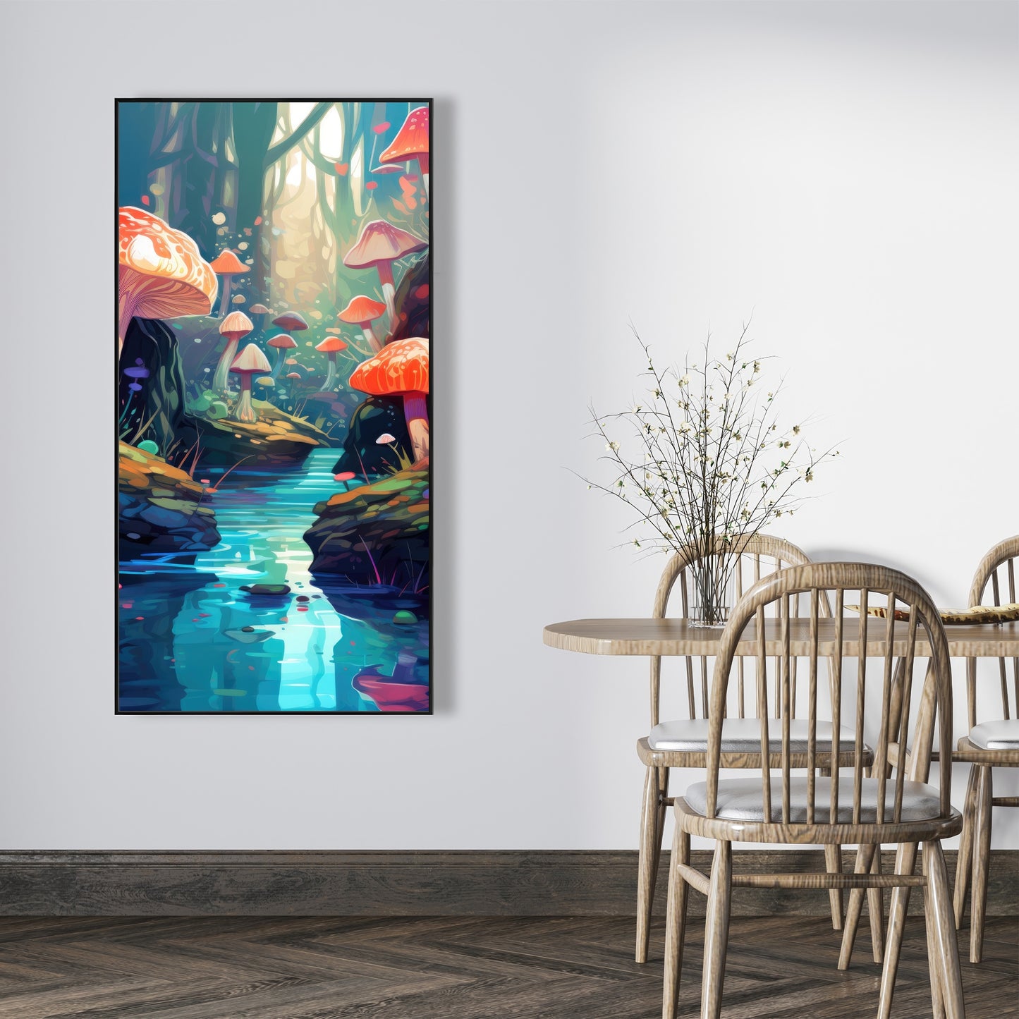 Whimsical forest - Framed Canvas - Print on demand