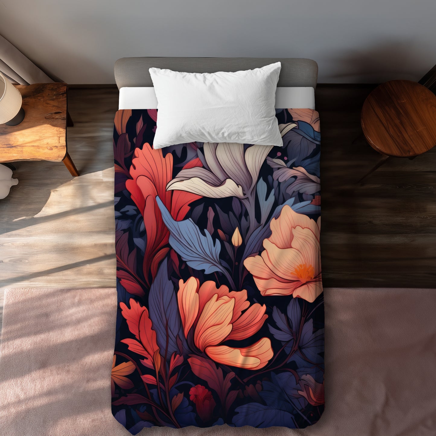 Blooming Uninterrupted Orange Duvet Cover | Home Decor Essentials