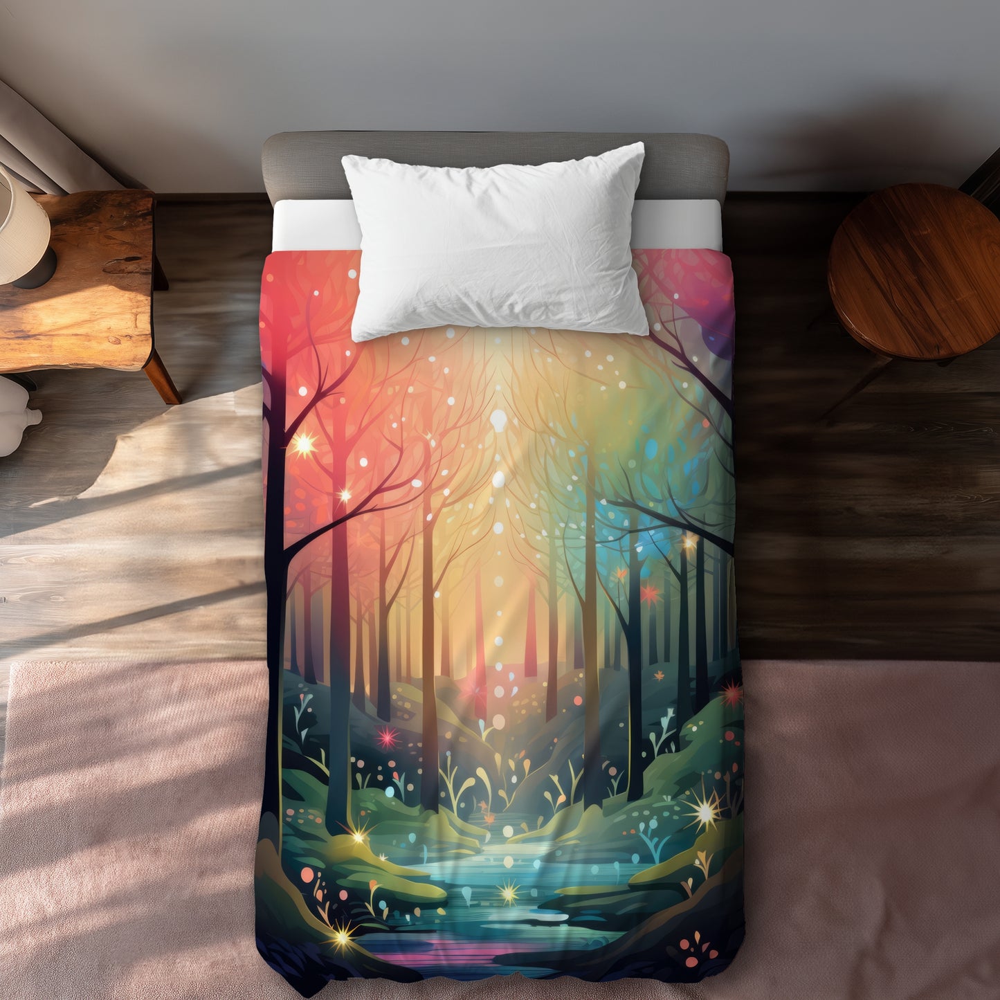 Magical Forest Beige Duvet Cover | Elegant Home Decor
