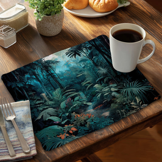 Deep in the jungle - Blue Braided Polyester Placemat | Home Decor