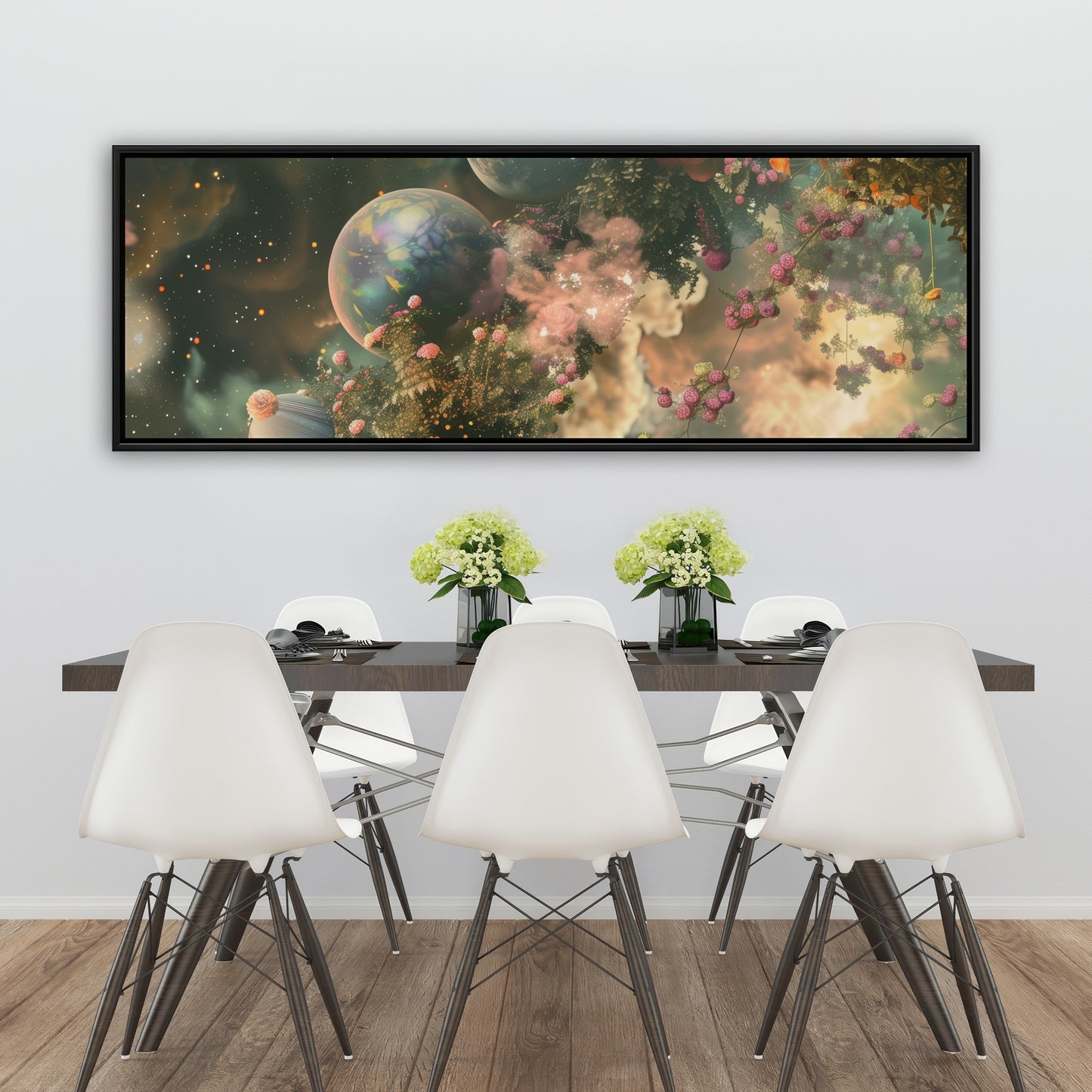 Bloom space - Framed Canvas - Print on demand