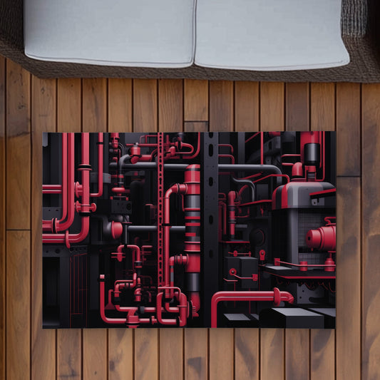 Tapis d'extérieur noir Machinery | Décoration d'intérieur élégante