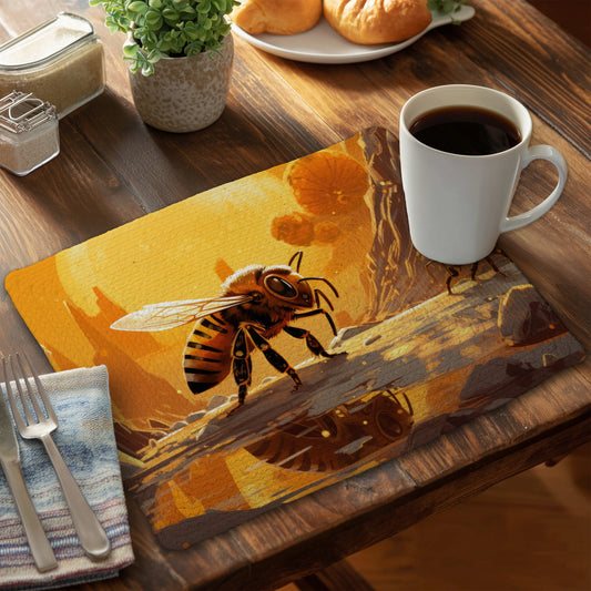 Bee World Yellow Braided Polyester Placemat | Home Decor