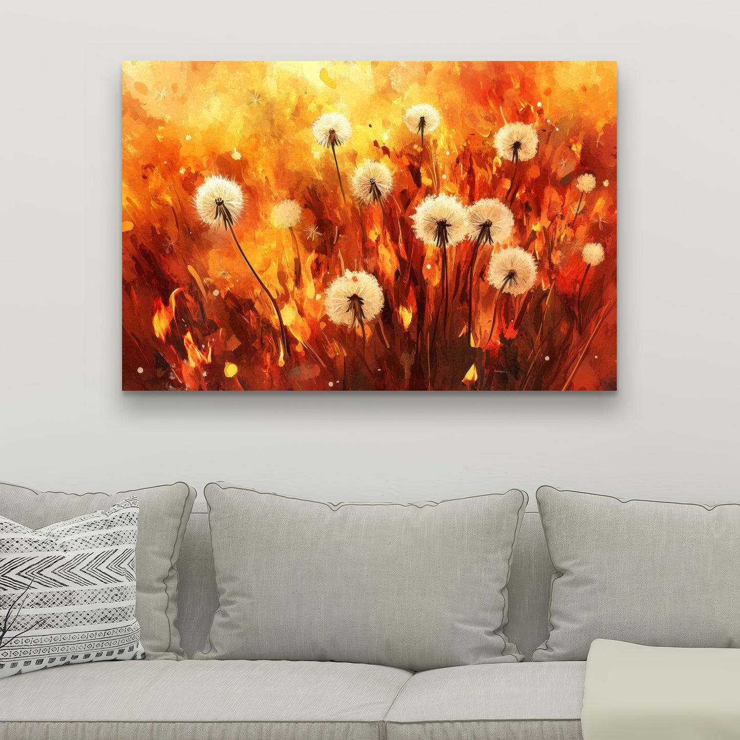 Dandelion Fire - Yellow Canvas Art for Home Decor