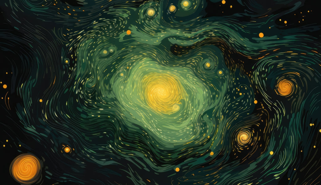 Illuminated in Space - Green Gaming Mat for Home Decor