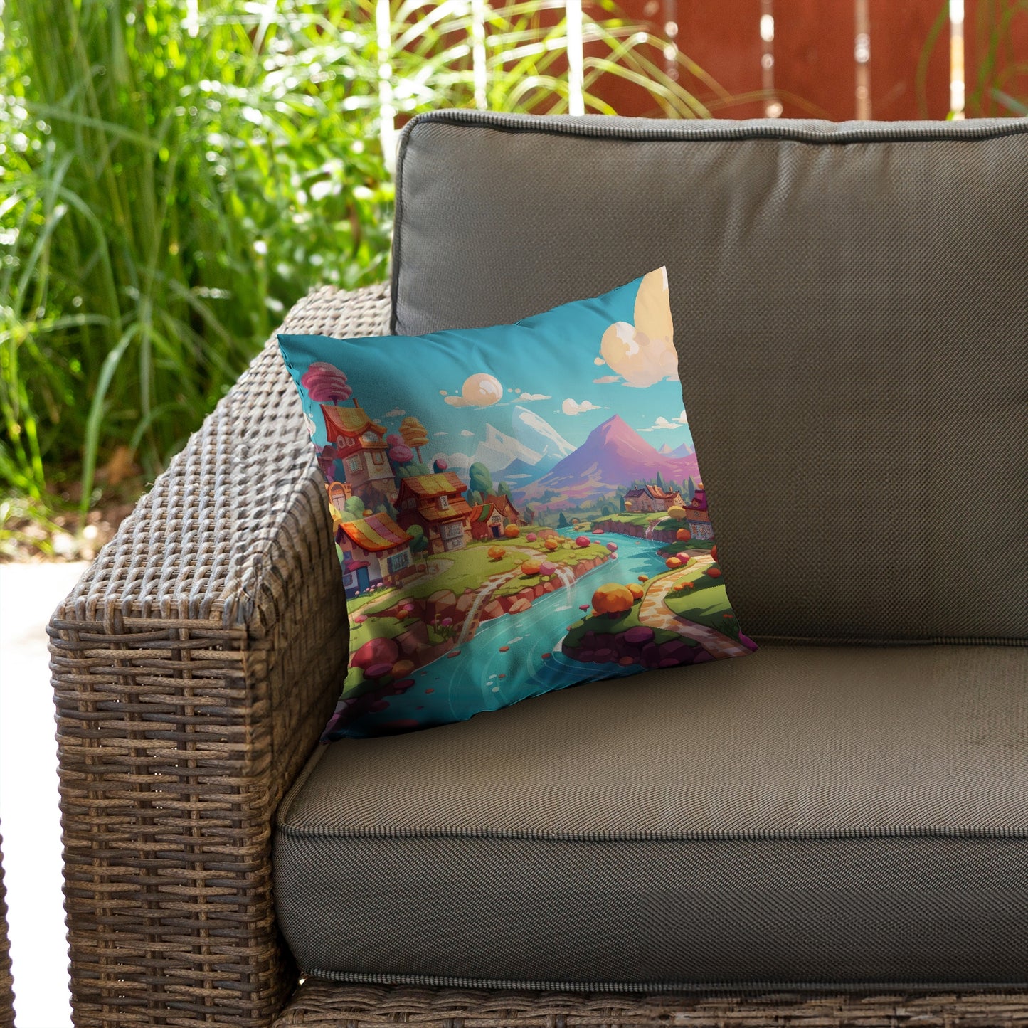 Sweet town Green Poly Twill Throw Pillow Insert for Home Decor